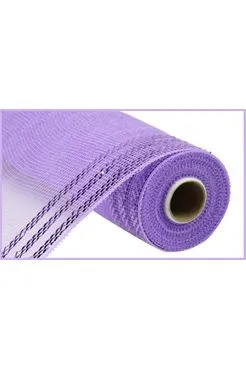 10.25" Border Stripe Metallic Mesh Ribbon: Lavender