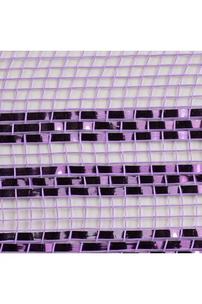 10.25" Border Stripe Metallic Mesh Ribbon: Lavender