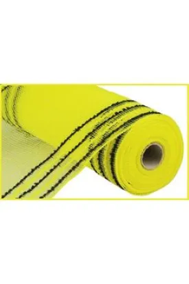 10.25" Drift Border Mesh Ribbon: Yellow/Black (10 Yards)