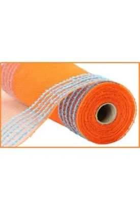 10.5" Drift Border Mesh Ribbon: Orange/Turquoise (10 Yards)