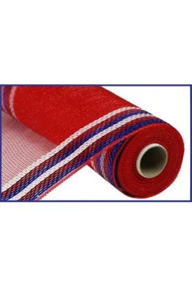 10" Border Stripe Metallic Mesh Ribbon: Red/White/Blue (10 Yards)