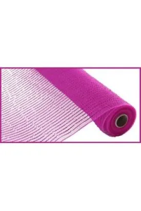 10" Poly Deco Mesh Ribbon: Wide Foil Metallic Hot Pink