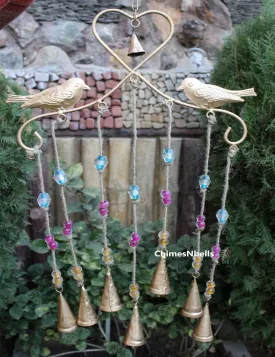 7 Bells Hanging Bird Windchime Outdoor Indoor Patio Ornaments Handmade Indian Metal Crafts