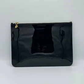 Alexander McQueen Women's Dark Navy Patent Leather Skull Large Pouch