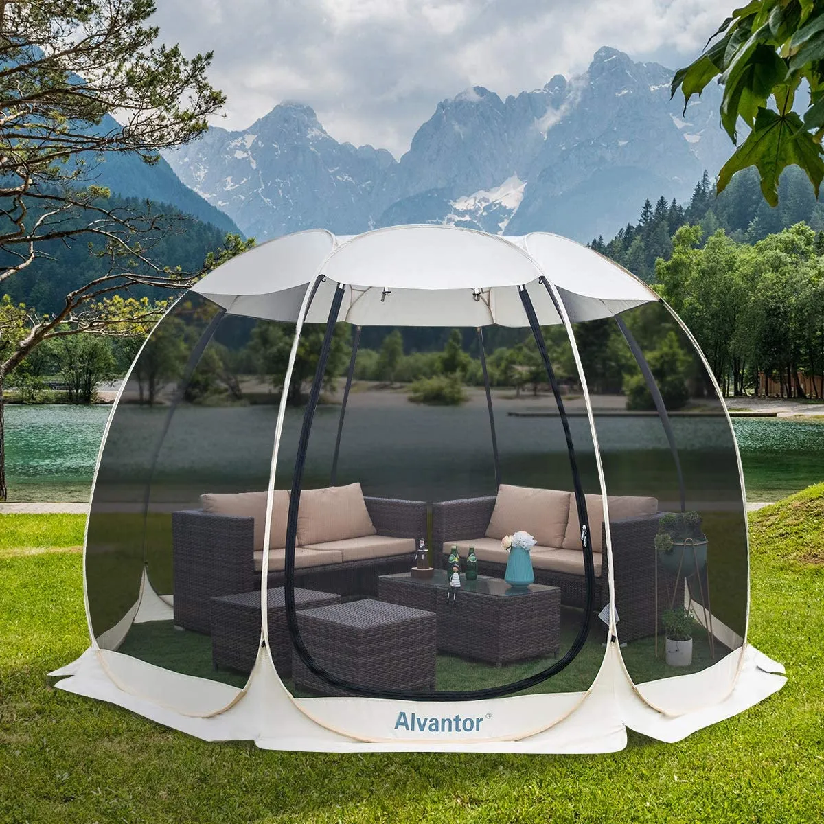 Alvantor Screen House Room Outdoor Camping Tent Canopy Gazebos 4-15 Person for Patios, Instant Pop up Tent, Not Waterproof