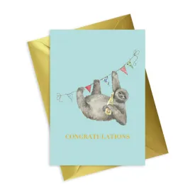 Animal Collection A6 Foiled Greeting Card Sloth Congratulations