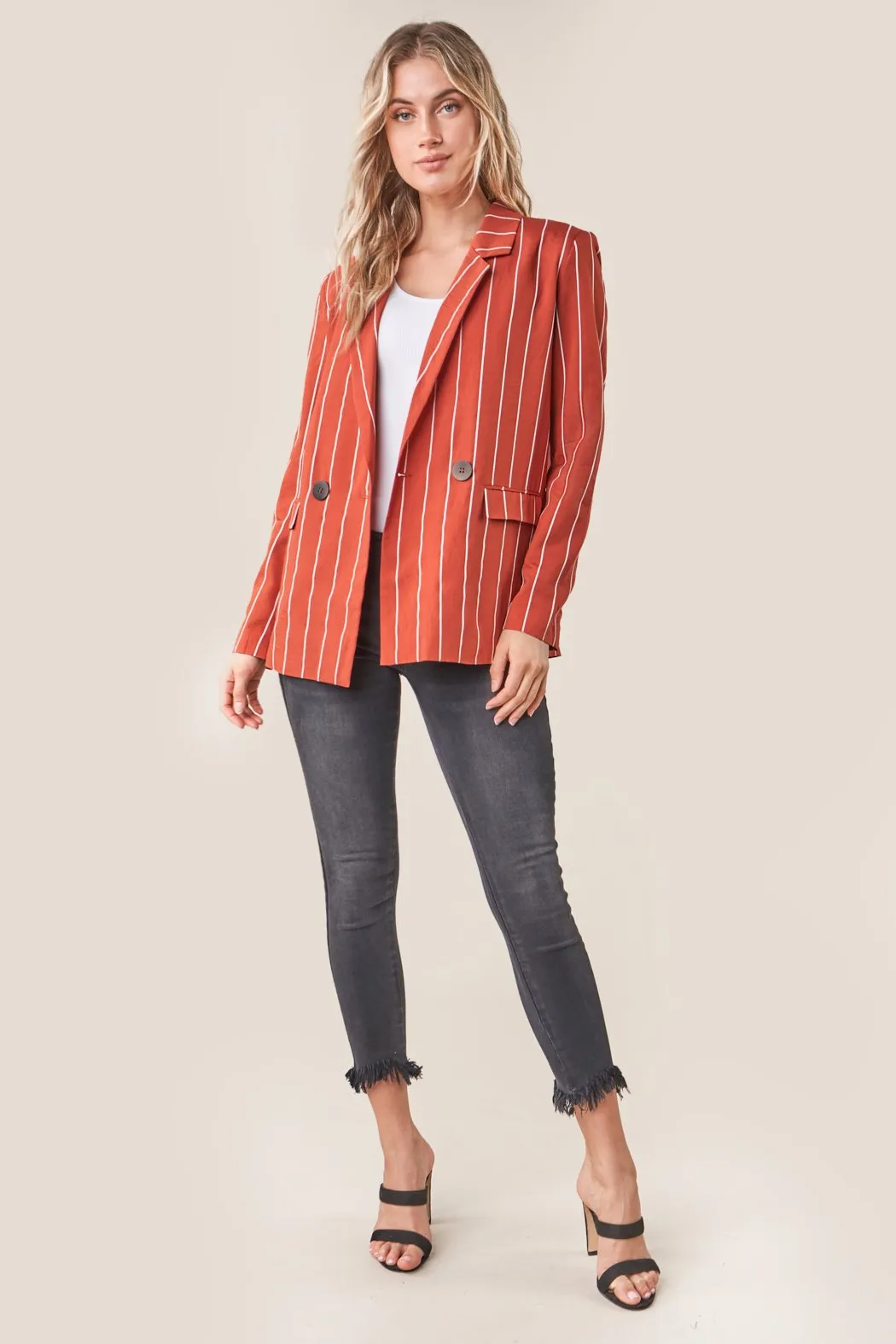 Cancun Striped Boyfriend Blazer