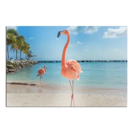 Canvas Print Flamingo On Beach 24x36 Inch (60x90cm)