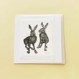 Card - 2 hares