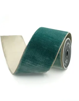 Celadon Farrisilk flashy velvet wired tree ribbon - 4”