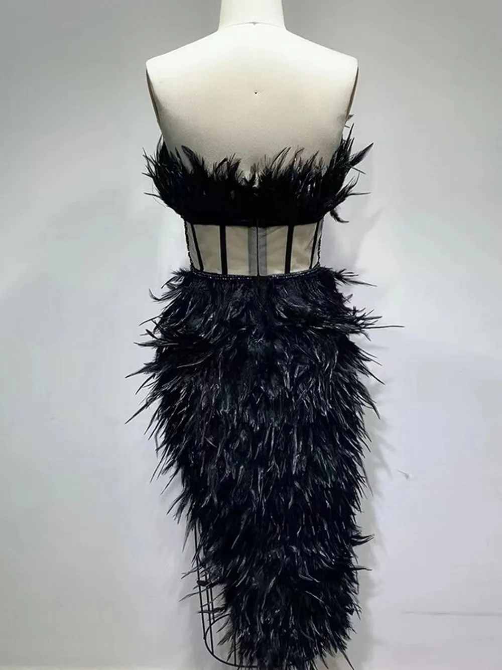 CELLAV Strapless Feathers Dress