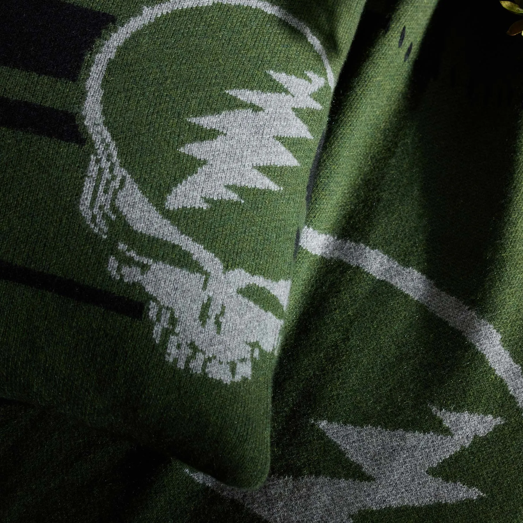 Grateful Dead Cashmere Blanket - Military Green/Grey Smoke/Black