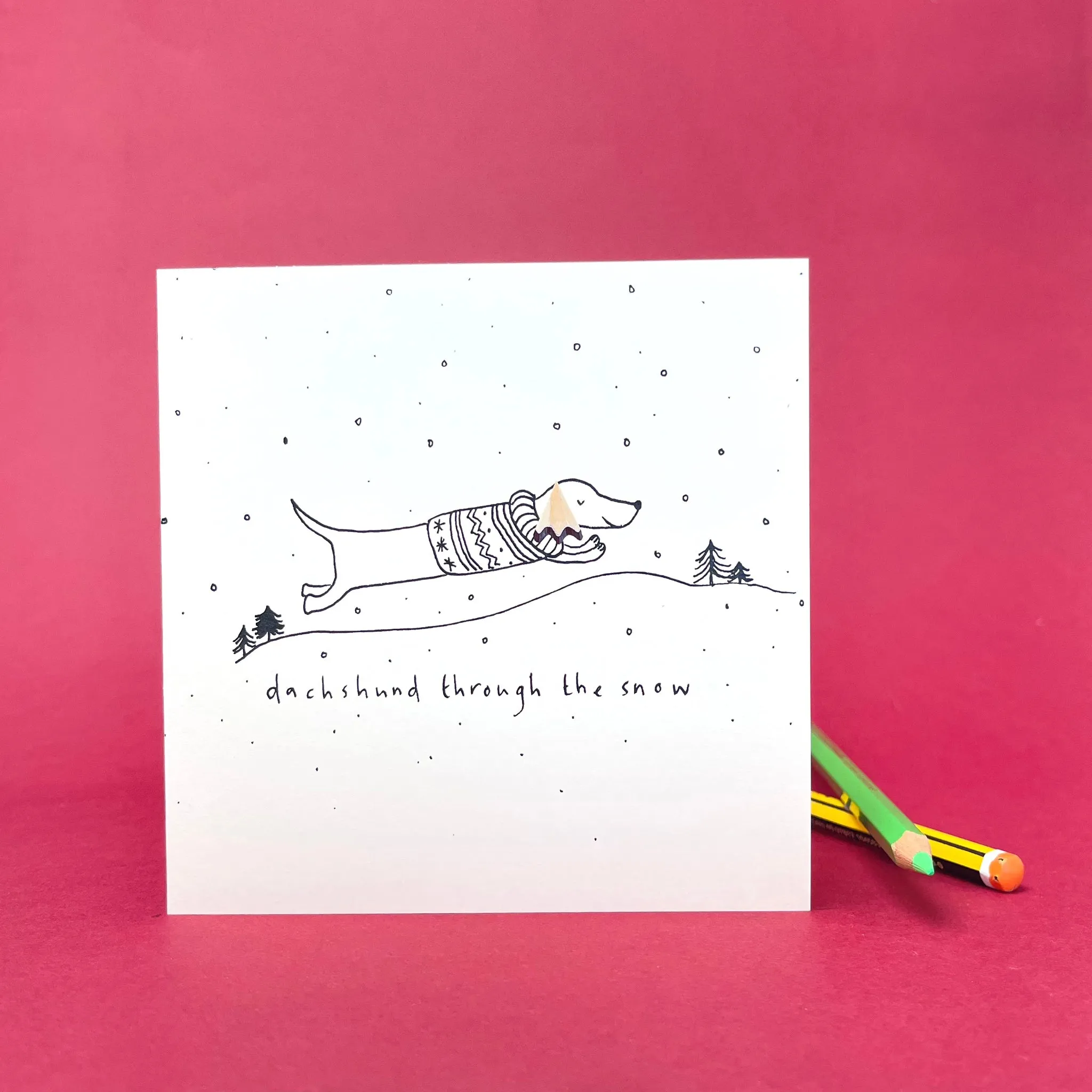 Greeting Card - dachshund through the snow