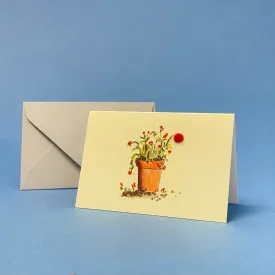 Mini card with felt detail - flowers (m1a)