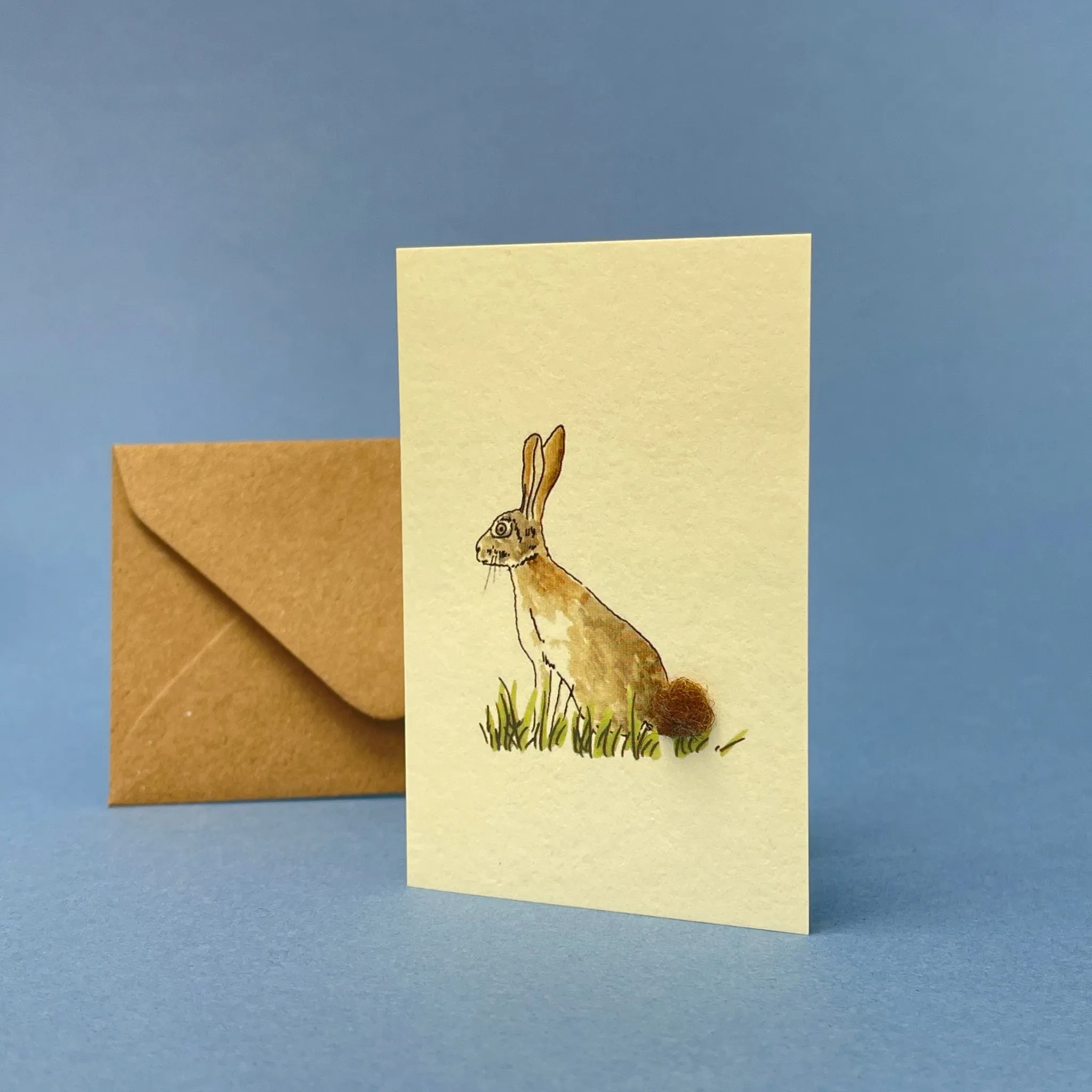 Mini card with felt detail - hare (m4)