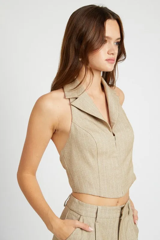 Vested Halter Neck Top